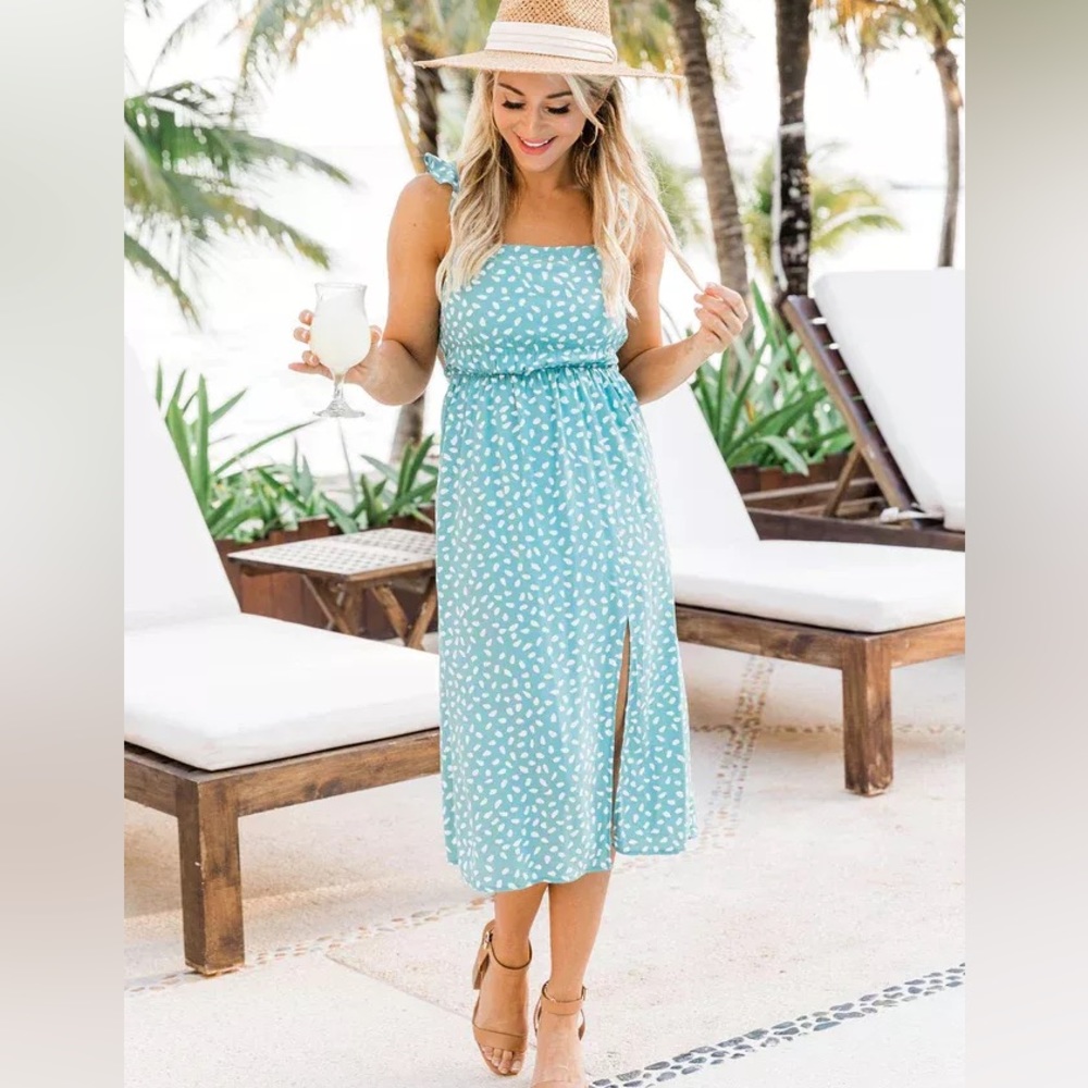 Blue Polka Dot Summer Dress